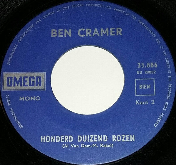 Ben Cramer : Mona Lisa (7", Single, Mono, Blu)