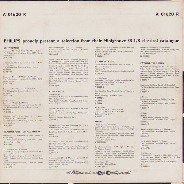 Johann Sebastian Bach, Robert Casadesus, Gaby Casadesus, Jean Casadesus, Philharmonic-Symphony Orchestra Of New York, Dimitri Mitropoulos : Concerto In D Minor For Three Pianos And Strings, French Suite No. 6 In E Major (10", Album)