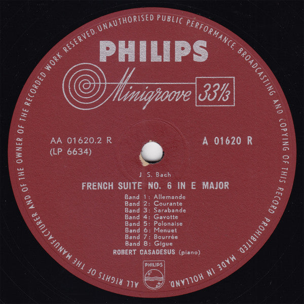 Johann Sebastian Bach, Robert Casadesus, Gaby Casadesus, Jean Casadesus, Philharmonic-Symphony Orchestra Of New York, Dimitri Mitropoulos : Concerto In D Minor For Three Pianos And Strings, French Suite No. 6 In E Major (10", Album)