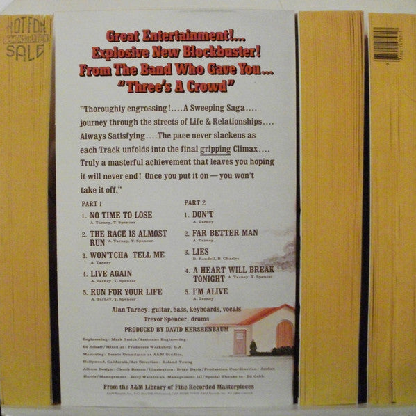 The Tarney/Spencer Band : Run For Your Life (LP, Album)