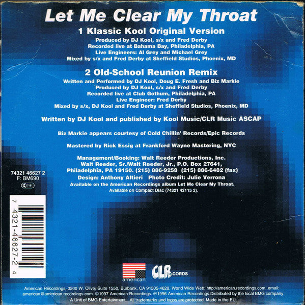 DJ Kool : Let Me Clear My Throat (CD, Single)