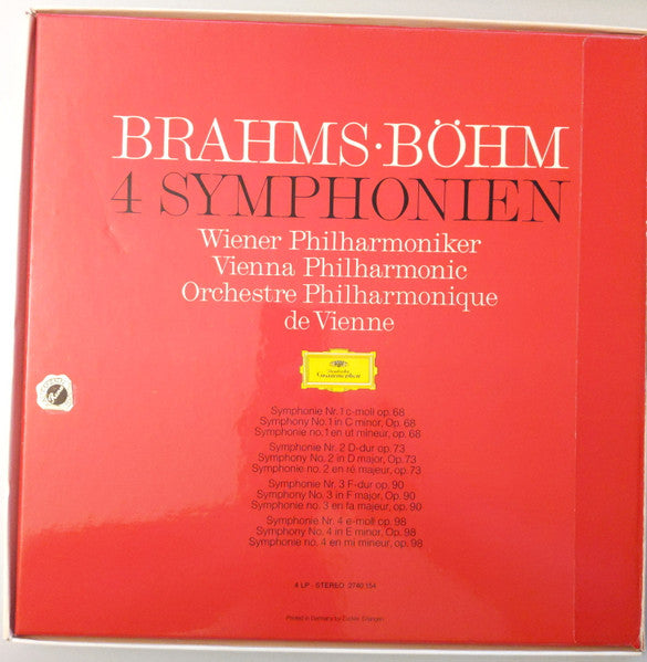 Brahms*, Böhm*, Wiener Philharmoniker : 4 Symphonien (4xLP + Box)