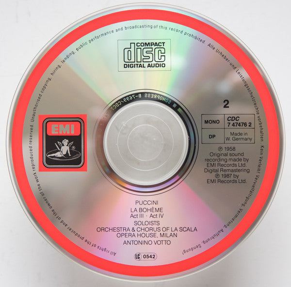 Giacomo Puccini : Orchestra Del Teatro Alla Scala E Coro Del Teatro Alla Scala Conductor: Antonino Votto Vocals: Maria Callas, Giuseppe di Stefano, Rolando Panerai, Anna Moffo : La Bohème (2xCD, Album, Mono, RE, RM + Box, + B)