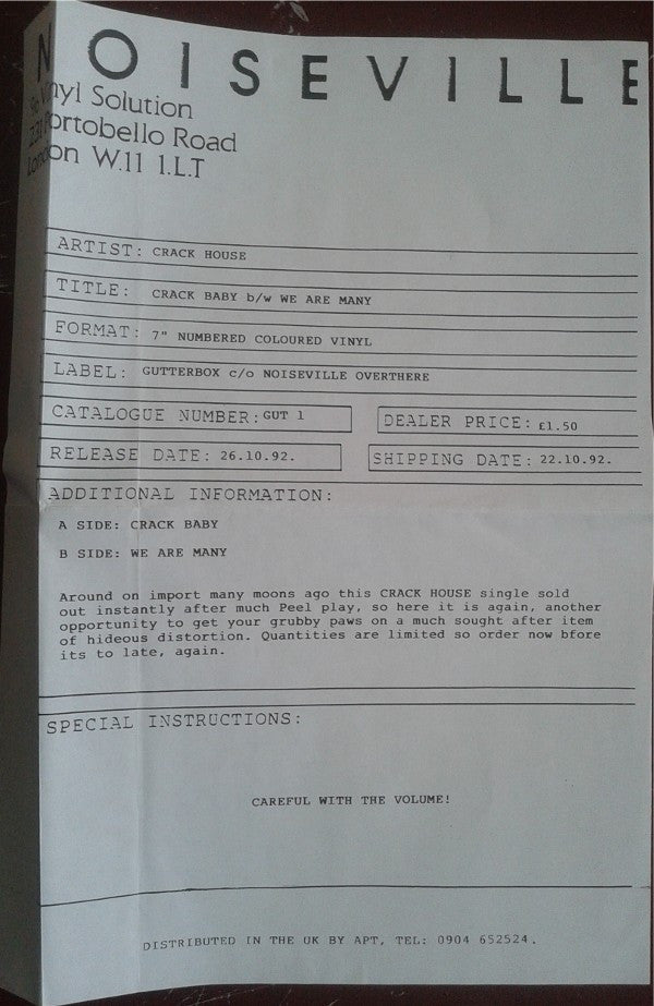 Crackhouse (3) : Crack Baby / We Are Many (7", Single, TP)