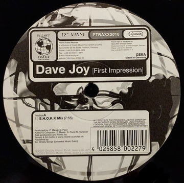 Dave Joy : First Impression (12", Blu)