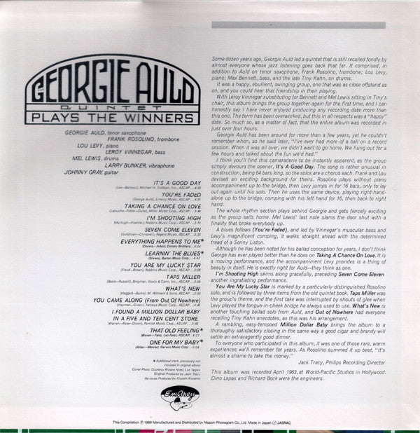 The Georgie Auld Quintet : Plays The Winners (LP, Album, RE)