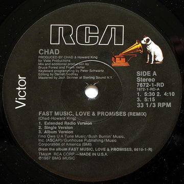 Chad : Fast Music, Love & Promises (Remix) (12")