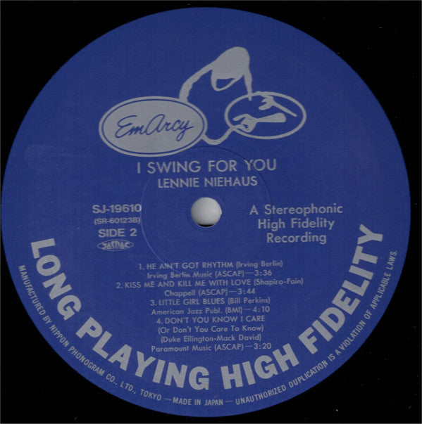 Lennie Niehaus : I Swing For You (LP, Album, RE)