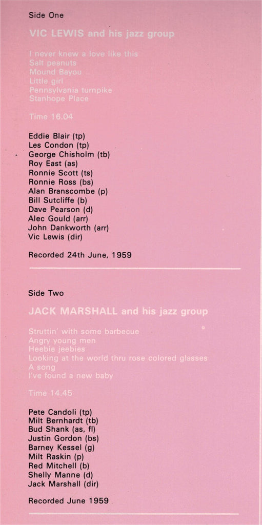 Leonard Feather Presents Vic Lewis & His Jazz Group, Jack Marshall & His Jazz Group : Jazz From Two Sides (LP, RE)