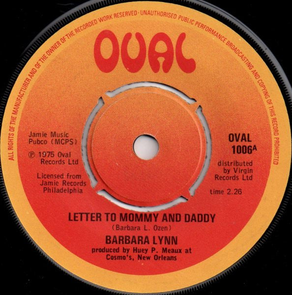 Barbara Lynn : Letter To Mommy And Daddy / You'll Lose A Good Thing (7", 4 P)