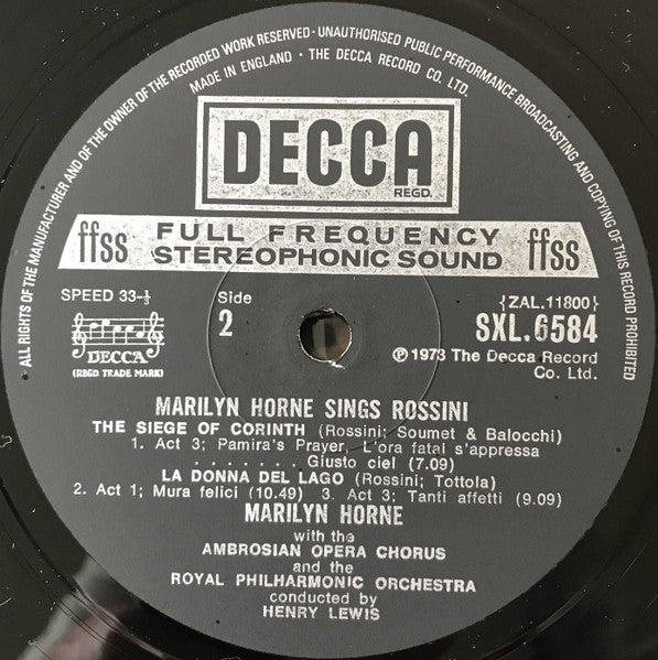 Marilyn Horne, Royal Philharmonic Orchestra, Henry Lewis : Marilyn Horne Sings Rossini (LP)