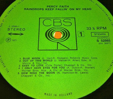 Percy Faith : Raindrops Keep Fallin' On My Head (LP, Album, RE)