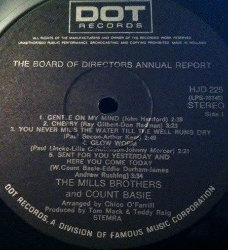 The Mills Brothers & Count Basie : The Board Of Directors Annual Report (LP, Album)