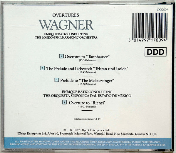 Richard Wagner - Enrique Batiz, London Philharmonic Orchestra, Orquesta Sinfonica Del Estado De Mexico : Overtures (CD, Comp)
