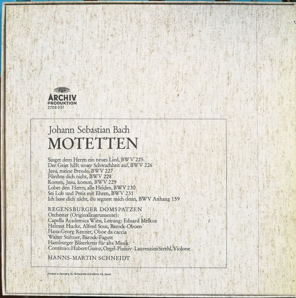 Johann Sebastian Bach, Regensburger Domspatzen, Hanns-Martin Schneidt : Motetten (Box, Album + 2xLP)