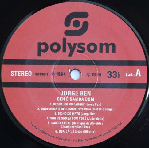 Jorge Ben : Ben É Samba Bom (LP, Album, Ltd, RE, RM, 180)