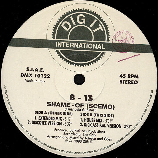 B-13 : Shame-Of (Scemo) (12")