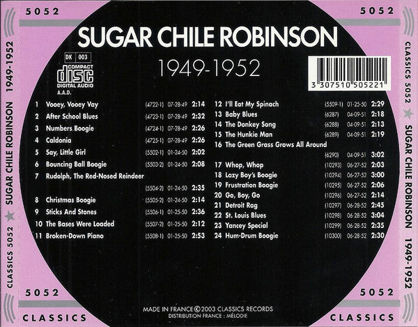 Sugar Chile Robinson : The Chronological Sugar Chile Robinson 1949-1952 (CD, Comp)
