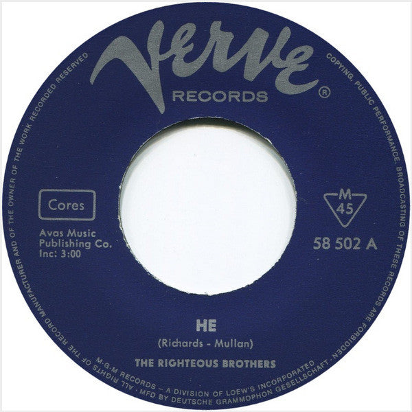 The Righteous Brothers : He (7", Single)