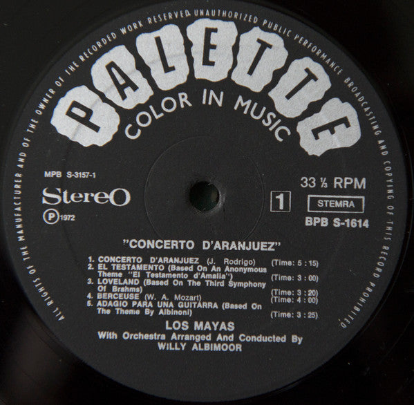 Los Mayas : Concerto D'Aranjuez (LP, Comp)