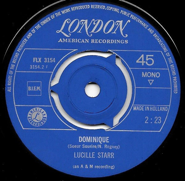 Lucille Starr : Jolie Jacqueline / Dominique (7", Single, Blu)