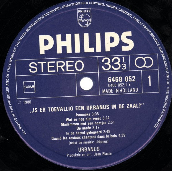Urbanus : Is Er Toevallig Een Urbanus In De Zaal? (LP, Album)