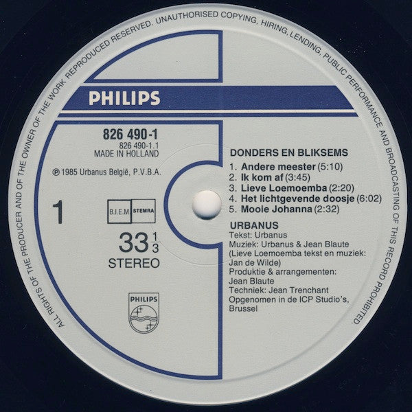Urbanus : Donders En Bliksems (LP, Album)