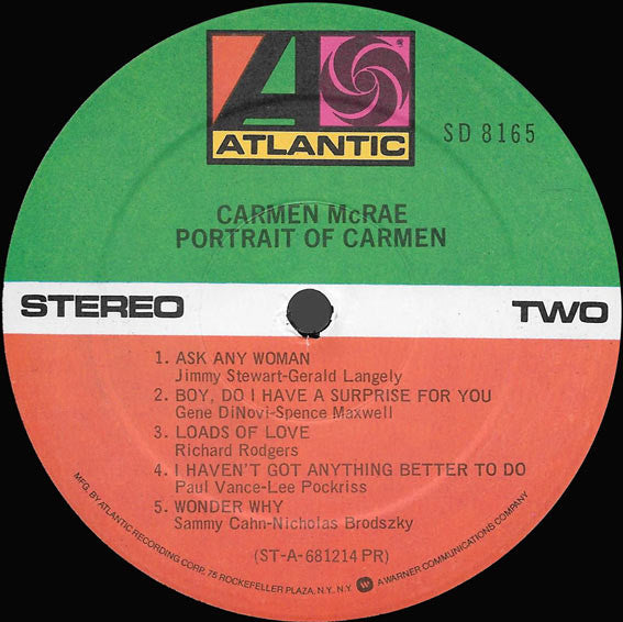 Carmen McRae : Portrait Of Carmen (LP, Album, RE)