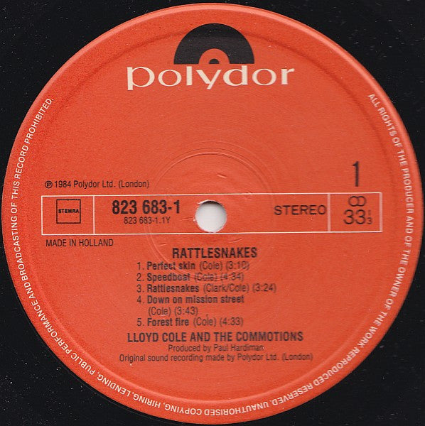 Lloyd Cole & The Commotions : Rattlesnakes (LP, Album)