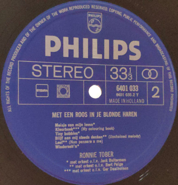 Ronnie Tober : Met Een Roos In Je Blonde Haren (LP, Album, Comp)