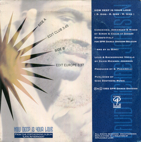 David Michael Johnson : How Deep Is Your Love (7")
