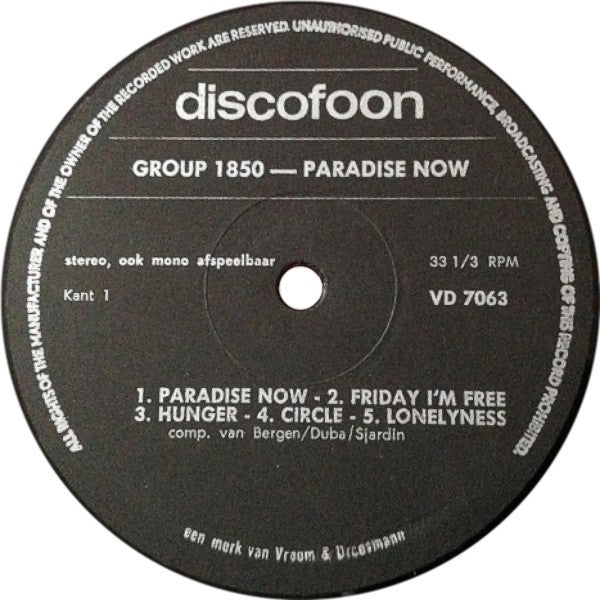Group 1850 : Paradise Now (LP, Album)