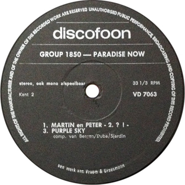 Group 1850 : Paradise Now (LP, Album)