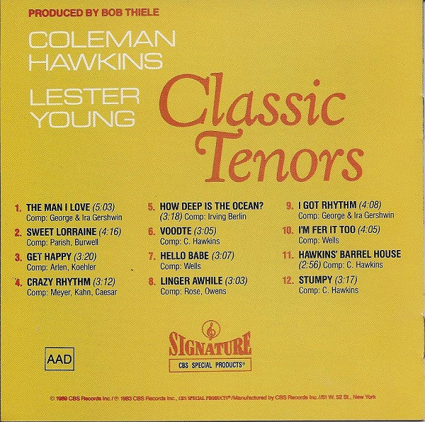 Coleman Hawkins / Lester Young : Classic Tenors (CD, Comp, RE)