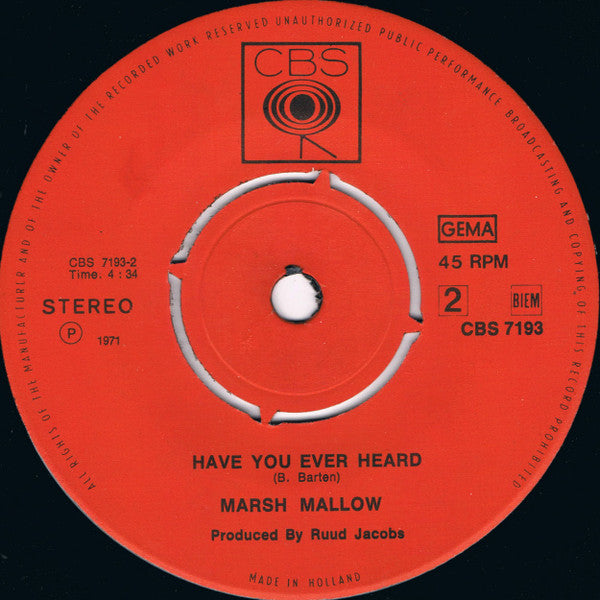 Marsh Mallow : Hey Man (7", Single)