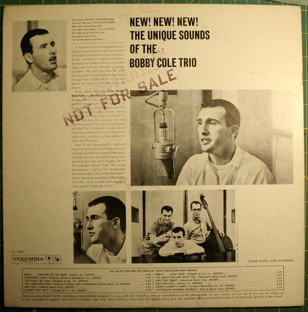 Bobby Cole Trio : New! New! New! The Unique Sound Of The Bobby Cole Trio (LP, Album, Mono, Promo)
