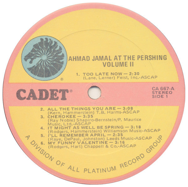 Ahmad Jamal Trio : Jamal At The Pershing Volume Two (LP, Album, RE, Kee)