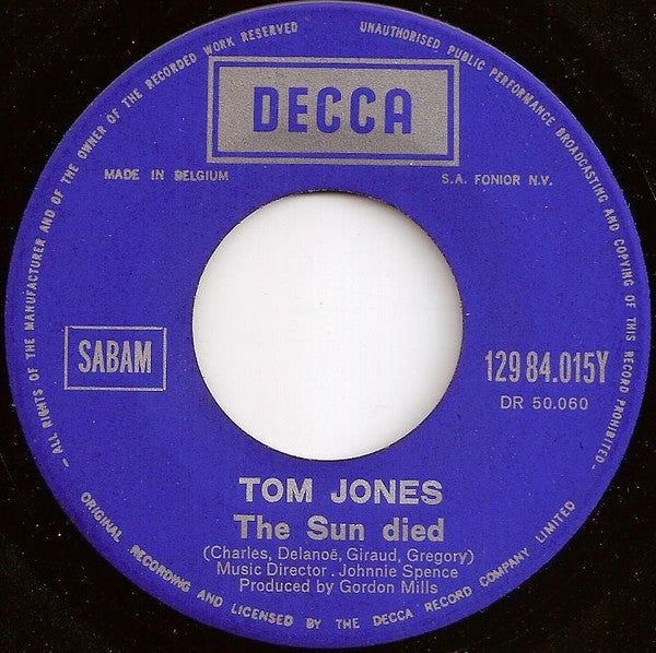 Tom Jones : Till (7", Single, Blu)