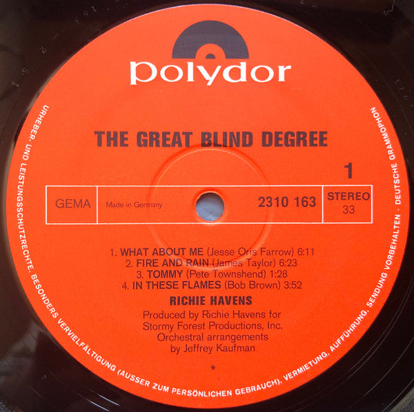 Richie Havens : The Great Blind Degree (LP, Album)
