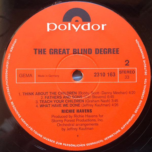 Richie Havens : The Great Blind Degree (LP, Album)