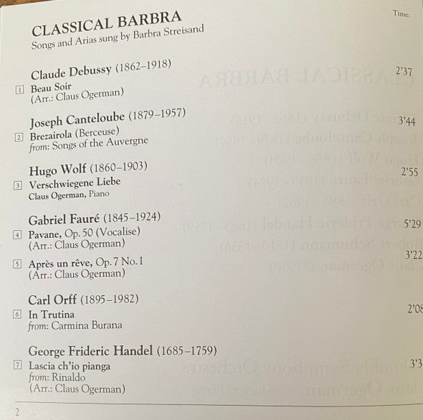 Barbra Streisand : Classical ... Barbra (CD, Album, RE)