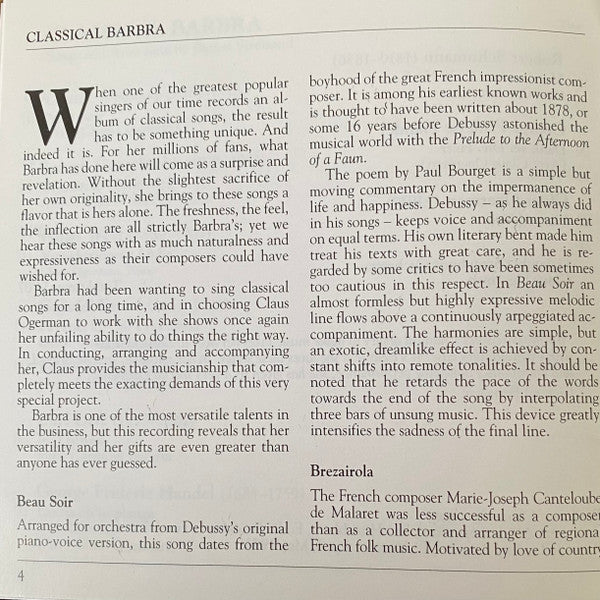 Barbra Streisand : Classical ... Barbra (CD, Album, RE)