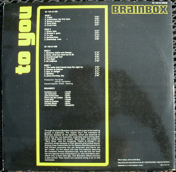 Brainbox (3) : To You (2xLP, Album, Comp)