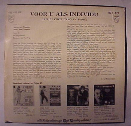Jules De Corte : Voor U Als Individu (7", EP)