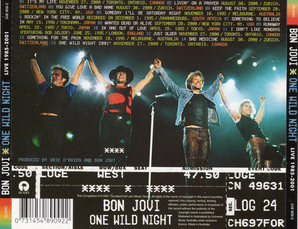 Bon Jovi : One Wild Night - Live 1985-2001 (2xCD, Album, Col)
