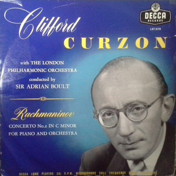 Clifford Curzon With London Philharmonic Orchestra Conducted By Sir Adrian Boult, Sergei Vasilyevich Rachmaninoff : Piano Concerto No.2 In C Minor (LP, Mono)