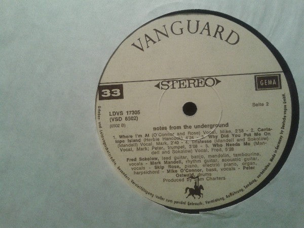 Notes From The Underground : Notes From The Underground (LP, Album)