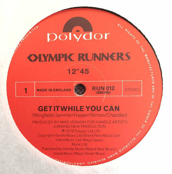 Olympic Runners : Get It While You Can (12", Single, Ltd)