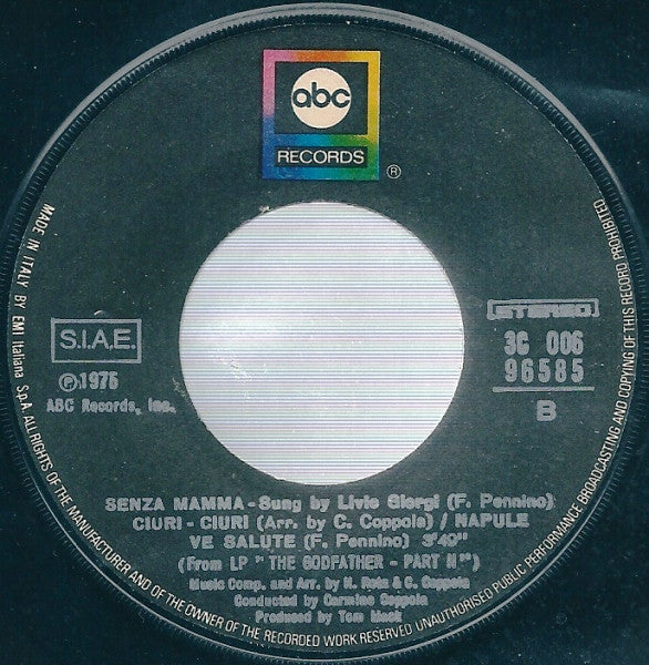 Nino Rota & Carmine Coppola : Il Padrino - Parte Il (7")