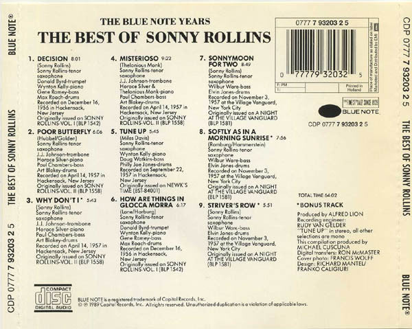 Sonny Rollins : The Best Of Sonny Rollins (CD, Comp)